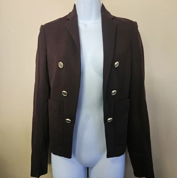 Theory Revolve Jontia K Open Front Blazer Jacket Burgundy Garnet Women's Size 0 - Picture 3 of 6